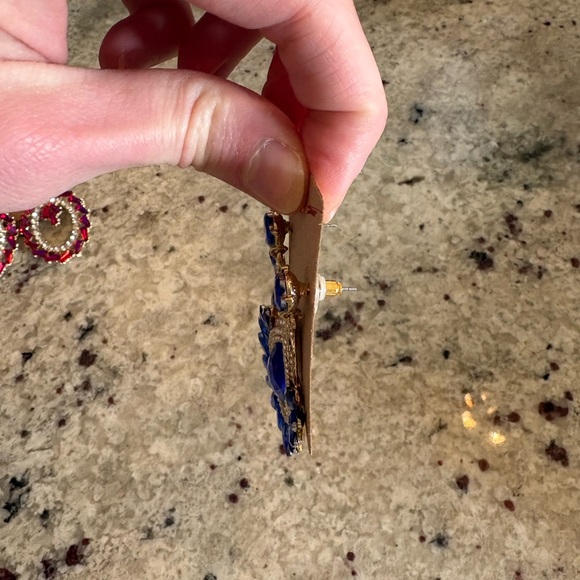 Elegant Royal Blue Teardrop Crystal Statement Earrings - Picture 2 of 2